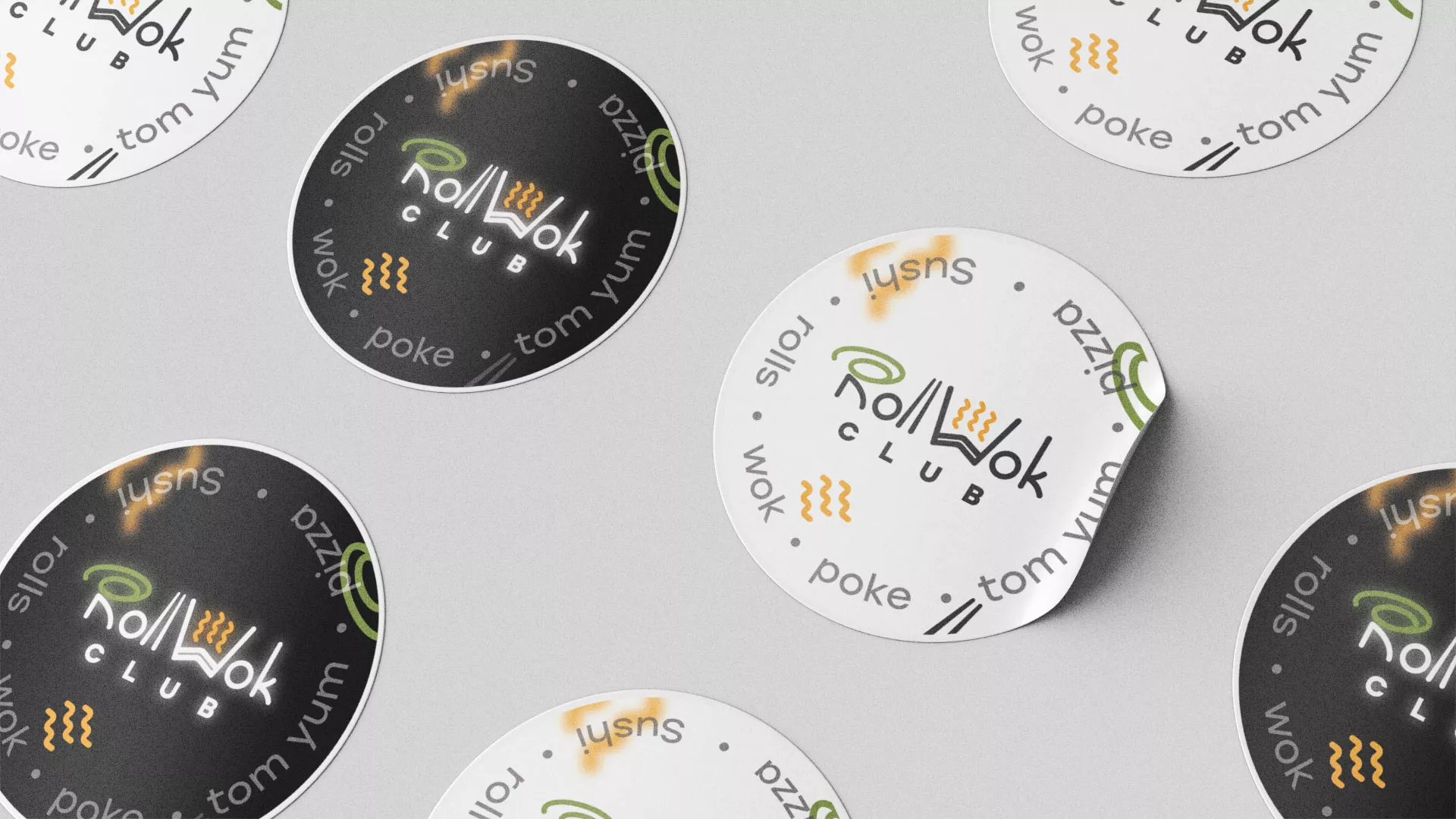 Разработка наклеек для суши-бара «Roll Wok Club» в Суздале
